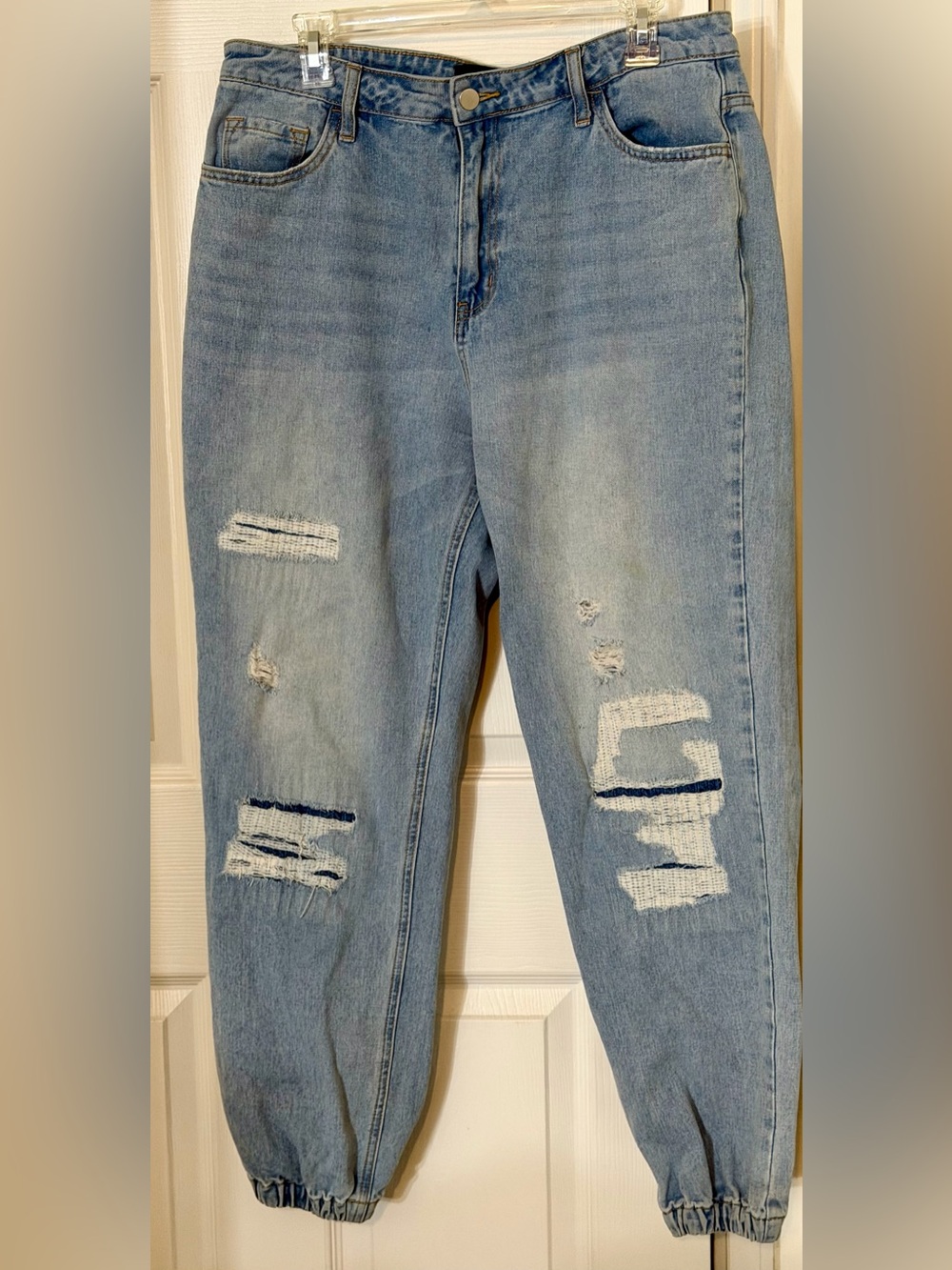 Fashion Nova Light Blue Distressed Skinny Jeans